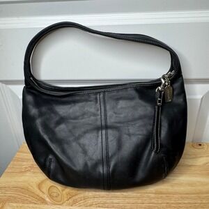 Vintage Coach 9219 Black Leather Hobo Shoulder Bag Purse Handbag